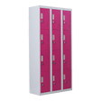 12-Door Steel Storage Locker, Grey with Pink Doors, padlock-operated - image 1