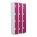 12-Door Steel Storage Locker, Grey with Pink Doors, padlock-operated - image 1