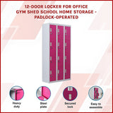 12-Door Steel Storage Locker, Grey with Pink Doors, padlock-operated - image 3