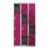 12-Door Steel Storage Locker, Grey with Pink Doors, padlock-operated - image 4