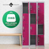 12-Door Steel Storage Locker, Grey with Pink Doors, padlock-operated - image 8