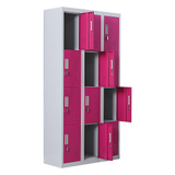 12-Door Steel Storage Locker, Grey with Pink Doors, padlock-operated - image 9