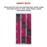 12-Door Steel Storage Locker, Grey with Pink Doors, padlock-operated - image 11
