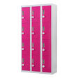 12-Door Steel Storage Locker with 3-Digit Combination Lock, Grey with Pink