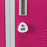 12-Door Steel Storage Locker with 3-Digit Combination Lock, Grey with Pink