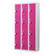 12-Door Steel Storage Locker with 4-Digit Combination Lock, Grey with Pink