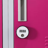 12-Door Steel Storage Locker with 4-Digit Combination Lock, Grey with Pink