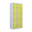 12-Door Steel Storage Locker, Grey with Yellow Doors, key lock - image 1
