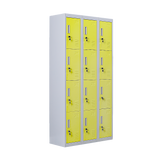 12-Door Steel Storage Locker, Grey with Yellow Doors, key lock - image 1