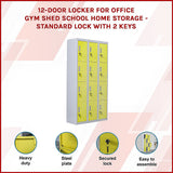 12-Door Steel Storage Locker, Grey with Yellow Doors, key lock - image 3