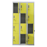 12-Door Steel Storage Locker, Grey with Yellow Doors, key lock - image 4