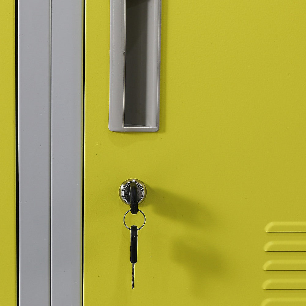 12-Door Steel Storage Locker, Grey with Yellow Doors, key lock - image 7
