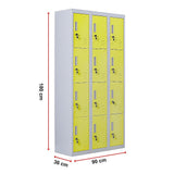 12-Door Steel Storage Locker, Grey with Yellow Doors, key lock - image 11