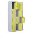 12-Door Steel Storage Locker, Grey with Yellow Doors - image 1
