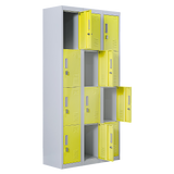 12-Door Steel Storage Locker, Grey with Yellow Doors - image 1