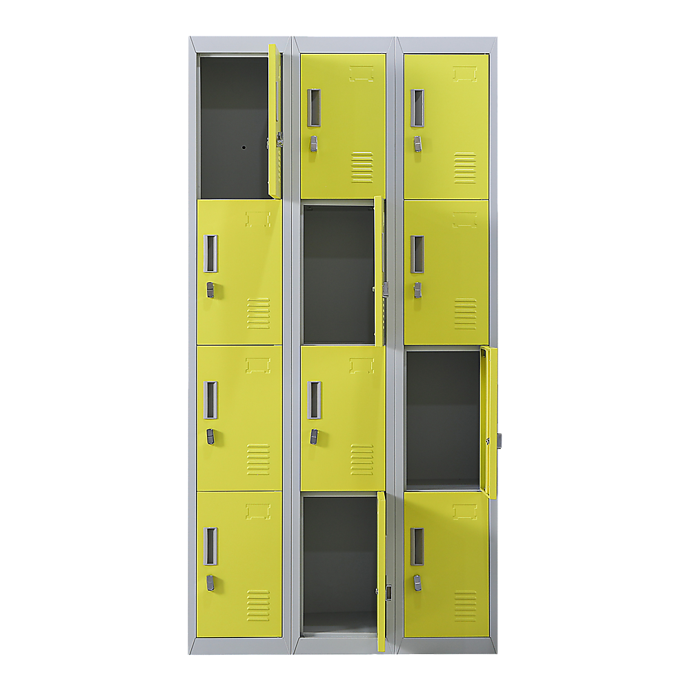 12-Door Steel Storage Locker, Grey with Yellow Doors - image 6