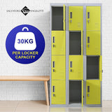 12-Door Steel Storage Locker, Grey with Yellow Doors - image 7