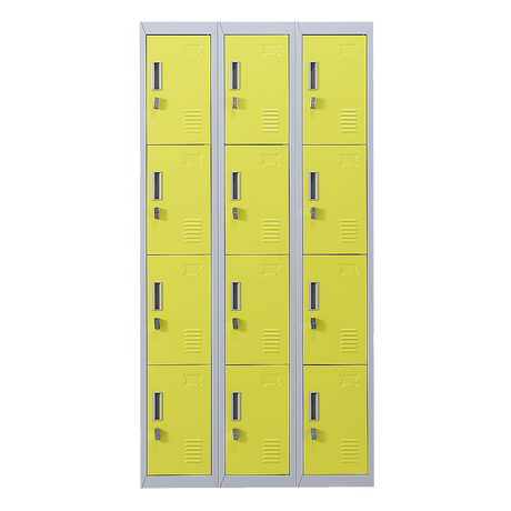 12-Door Steel Storage Locker, Grey with Yellow Doors - image 4