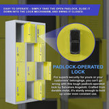 12-Door Steel Storage Locker, Grey with Yellow Doors - image 9