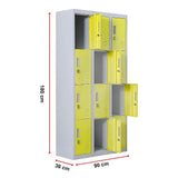 12-Door Steel Storage Locker, Grey with Yellow Doors - image 12