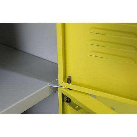 12-Door Steel Storage Locker with 3-Digit Combination Lock, Grey with Yellow