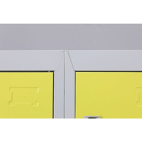12-Door Steel Storage Locker with 3-Digit Combination Lock, Grey with Yellow