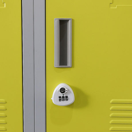 12-Door Steel Storage Locker with 3-Digit Combination Lock, Grey with Yellow