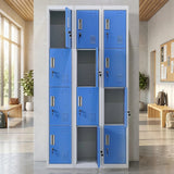 12-Door Steel Storage Locker, Grey with Blue Doors, key lock - image 5