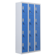 12-Door Steel Storage Locker, Grey with Blue Doors, key lock - image 1