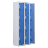 12-Door Steel Storage Locker, Grey with Blue Doors, key lock - image 1
