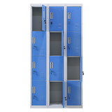 12-Door Steel Storage Locker, Grey with Blue Doors, key lock - image 3