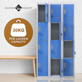 12-Door Steel Storage Locker, Grey with Blue Doors, key lock - image 11