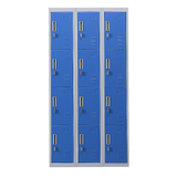 12-Door Steel Storage Locker, Grey with Blue Doors - image 1