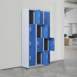 12-Door Steel Storage Locker, Grey with Blue Doors - image 2