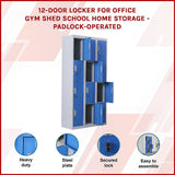 12-Door Steel Storage Locker, Grey with Blue Doors - image 3