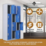 12-Door Steel Storage Locker, Grey with Blue Doors - image 4