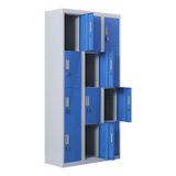 12-Door Steel Storage Locker, Grey with Blue Doors - image 9