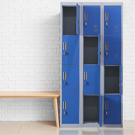12-Door Steel Storage Locker, Grey with Blue Doors - image 10