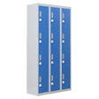 12-Door Steel Storage Locker with 3-Digit Combination Lock, Grey with Blue