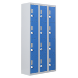 12-Door Steel Storage Locker with 3-Digit Combination Lock, Grey with Blue
