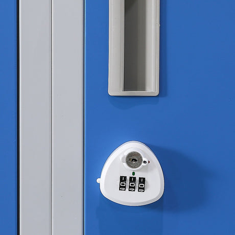 12-Door Steel Storage Locker with 3-Digit Combination Lock, Grey with Blue