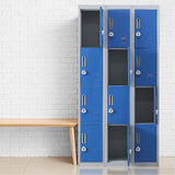12-Door Steel Storage Locker with 3-Digit Combination Lock, Grey with Blue
