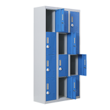 12-Door Steel Storage Locker with 3-Digit Combination Lock, Grey with Blue