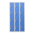 12-Door Steel Storage Locker with 4-Digit Combination Lock, Grey with Blue