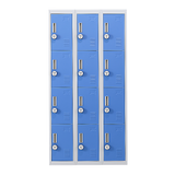 12-Door Steel Storage Locker with 4-Digit Combination Lock, Grey with Blue