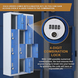 12-Door Steel Storage Locker with 4-Digit Combination Lock, Grey with Blue