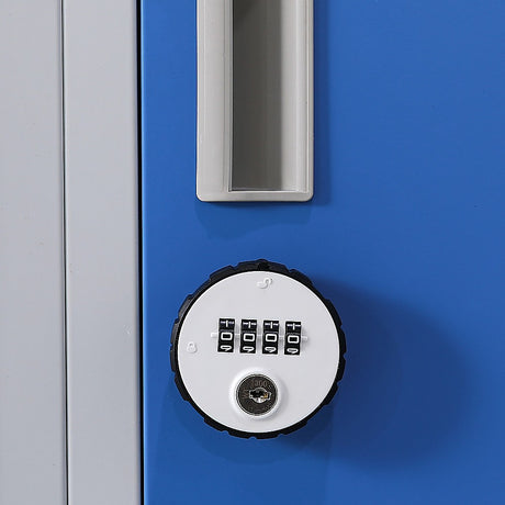12-Door Steel Storage Locker with 4-Digit Combination Lock, Grey with Blue
