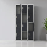 12-Door Steel Storage Locker, Grey with Charcoal Doors, key lock - image 1