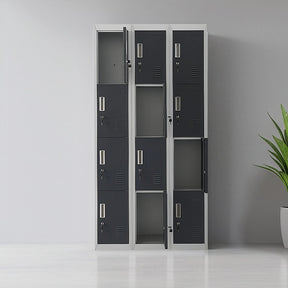 12-Door Steel Storage Locker, Grey with Charcoal Doors, key lock - image 1