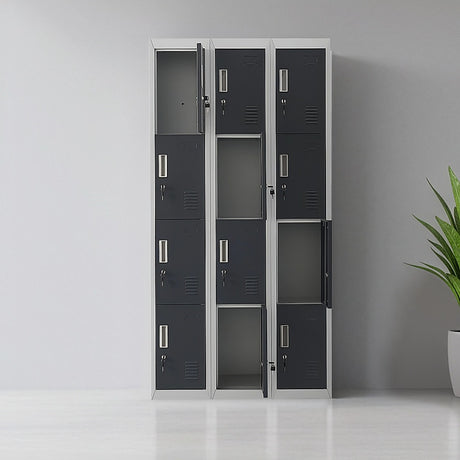 12-Door Steel Storage Locker, Grey with Charcoal Doors, key lock - image 1